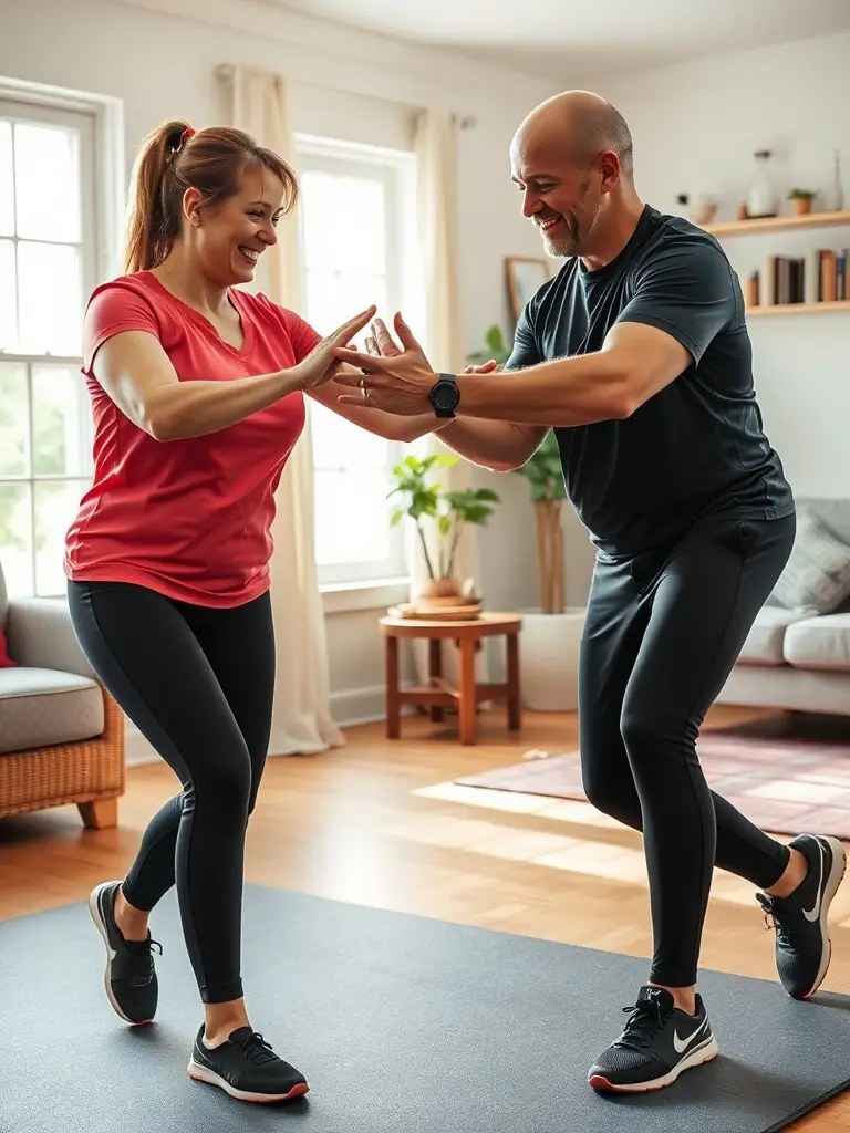 A personal trainer helping an individual with intellectual disabilities during a workout.